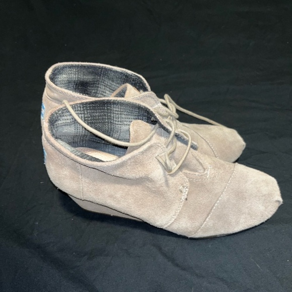 Toms Suede Wedge Ankle Booties, size 8.5